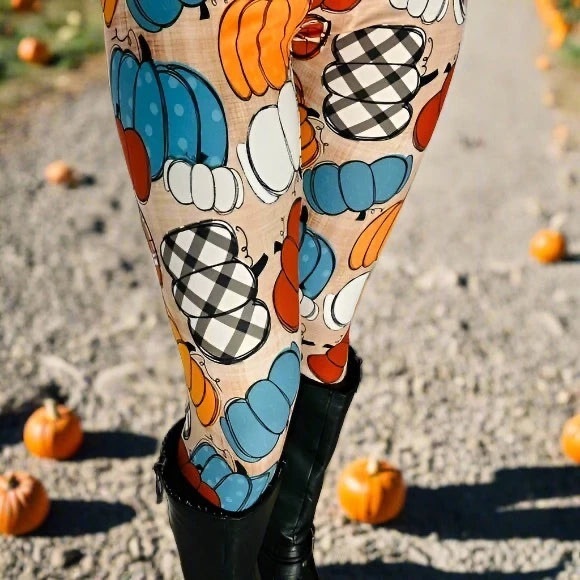 NEW Fall Thanksgiving Leggings for Women & Girls, Turkey, Pumpkin, Oak Leaf - Picture 5 of 10